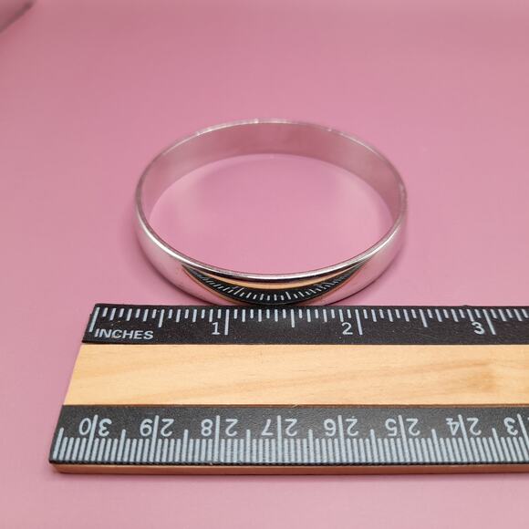 Vintage Monet Silver Tone Bangle Bracelet, Size Small, Signed 1980s Jewelry - Picture 8 of 9